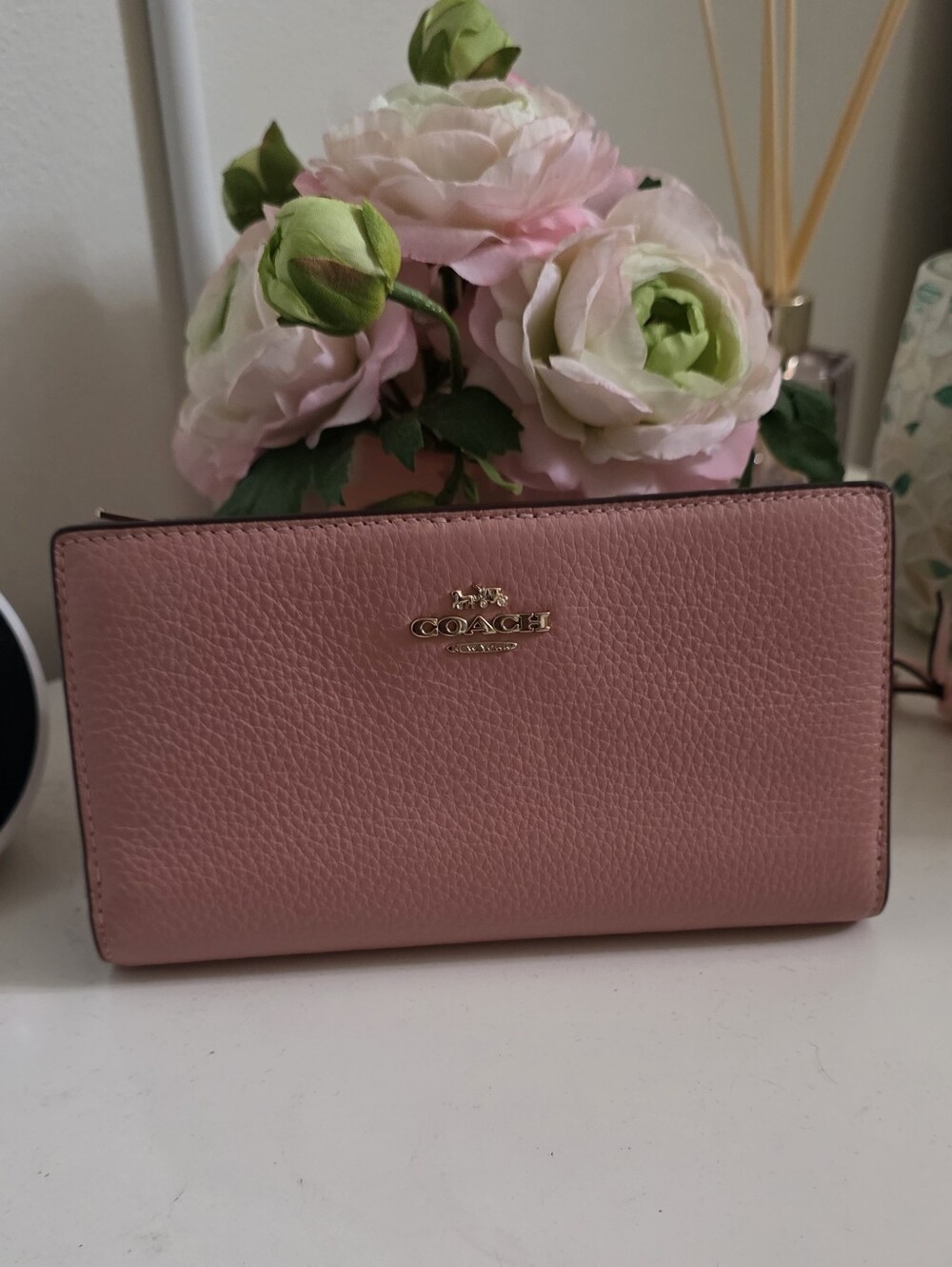 NWOT Coach Pink Pebbled Leather Wallet